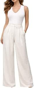 Missy Missi Ladies Wide Leg Pants White Large